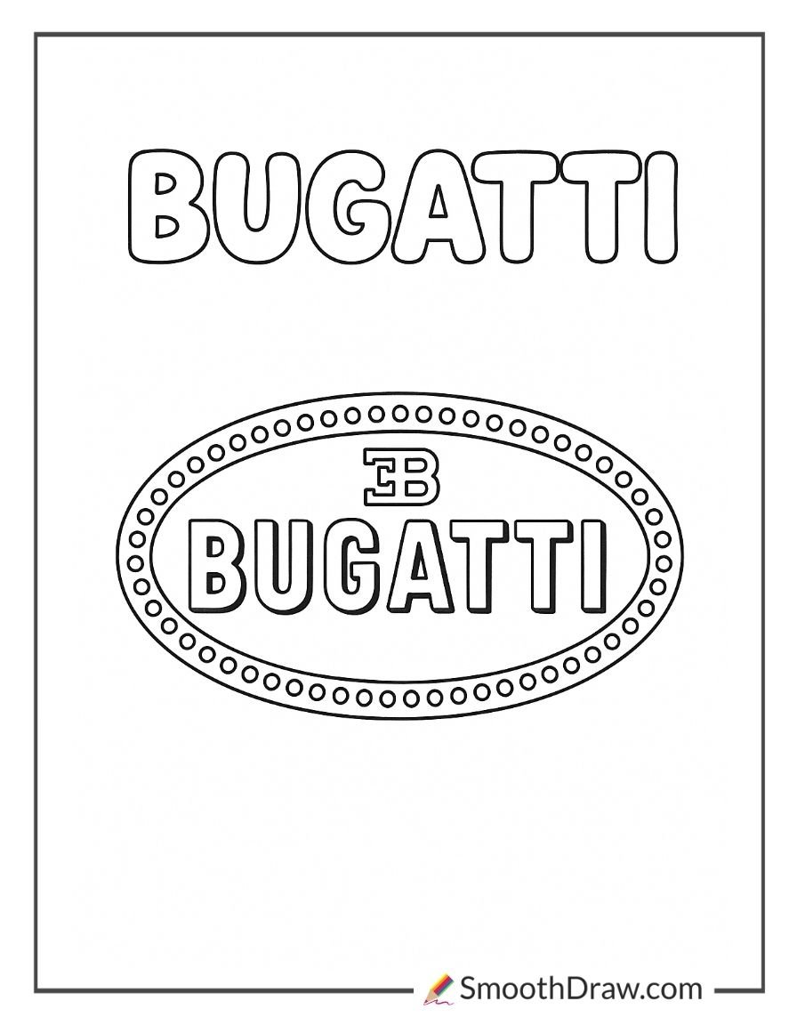 Bugatti logo and emblem coloring page