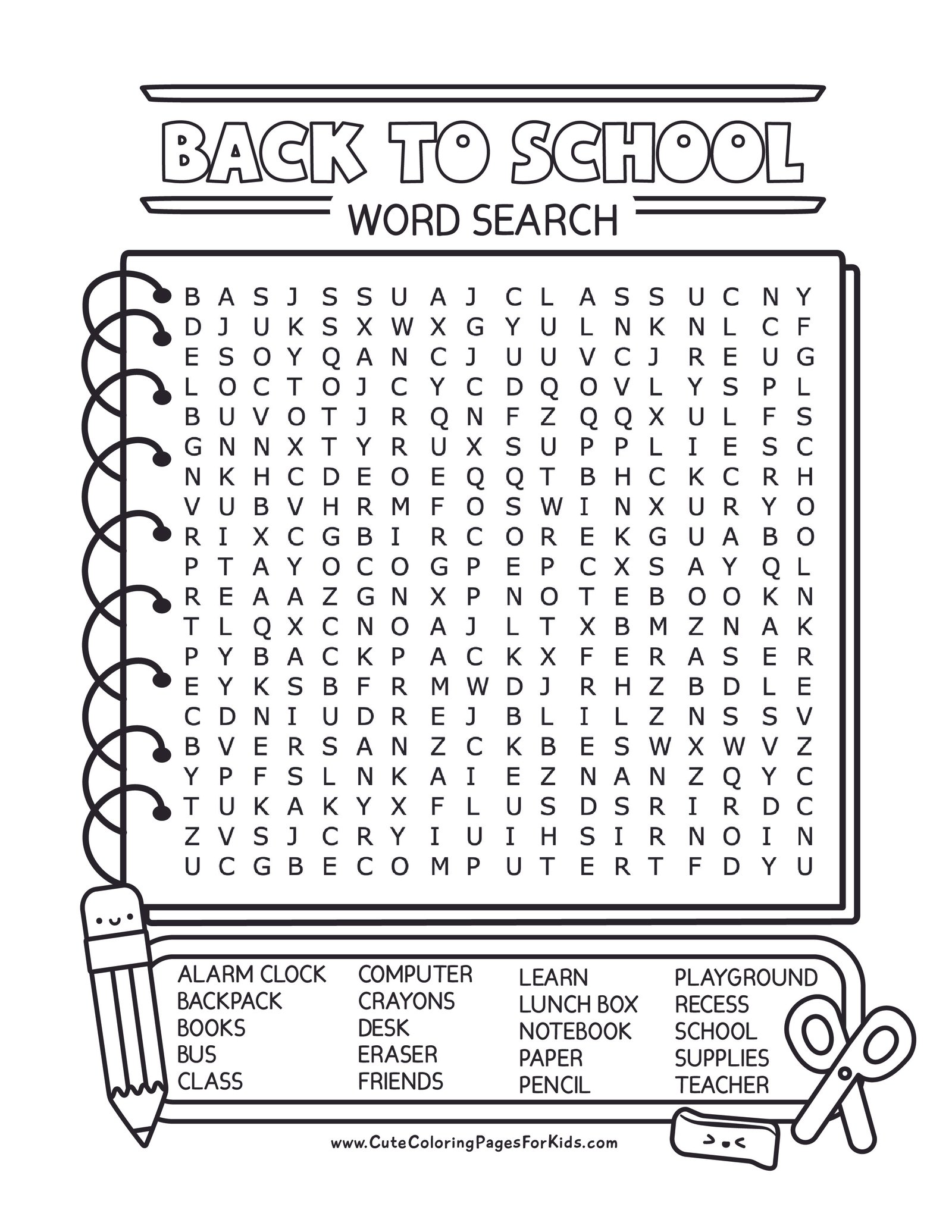 Free Printable Back to School Word Search Puzzles for Kids