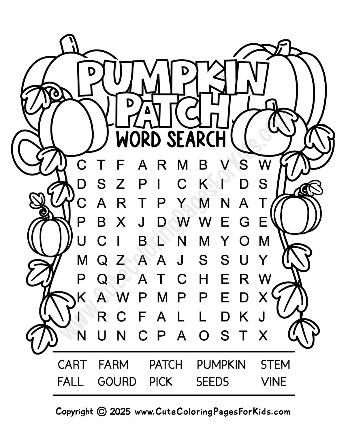 Free Fall Word Search Printables for Kids