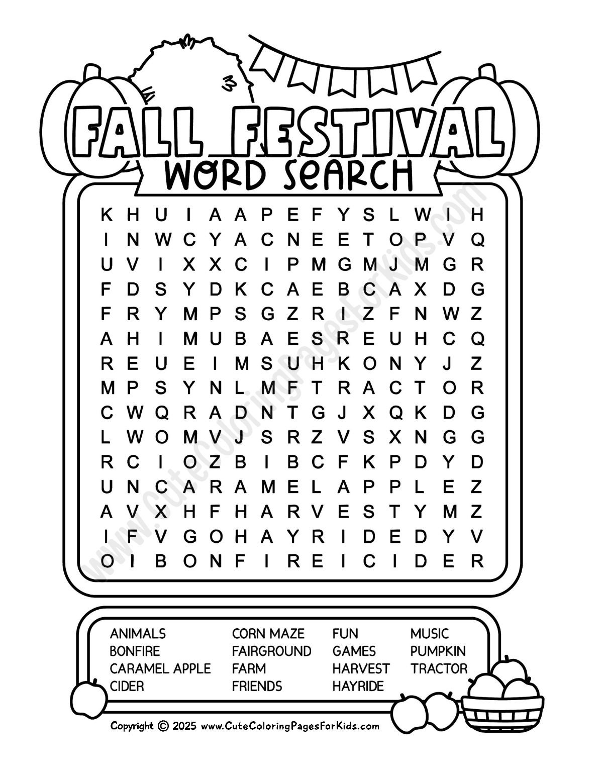 Free Fall Word Search Printables for Kids