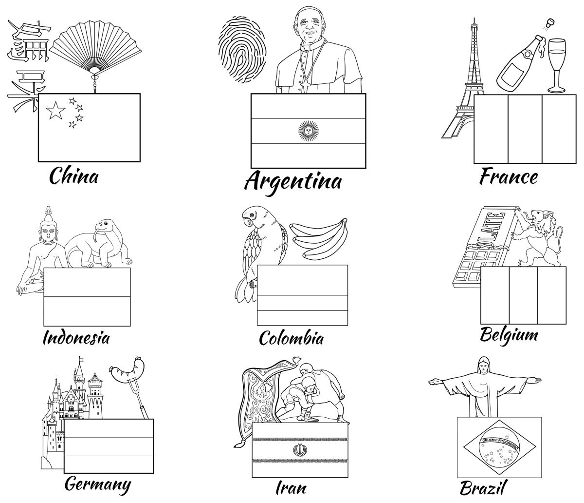 53 drawings — To color and print