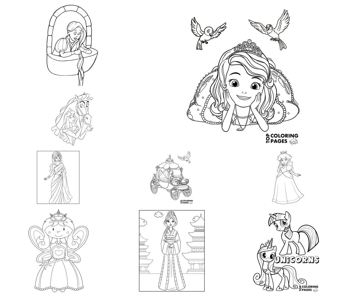 53 drawings — To color and print