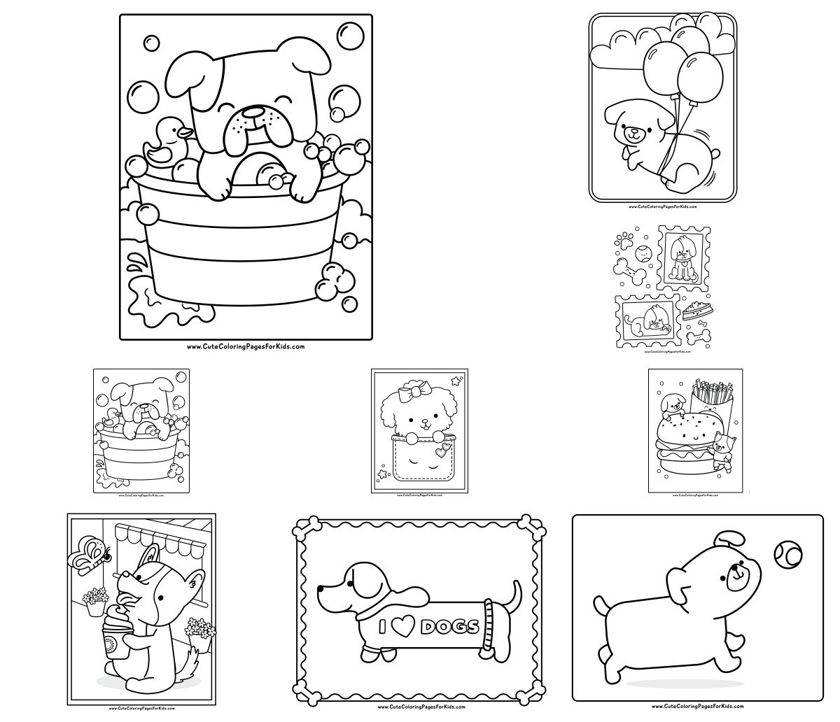 9 drawings — To color and print