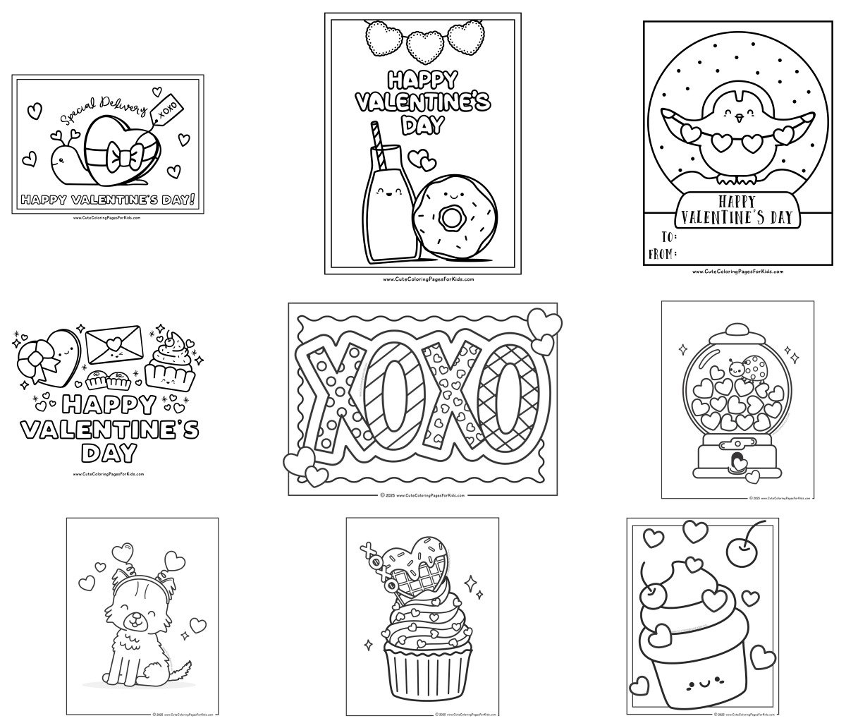 9 drawings — To color and print