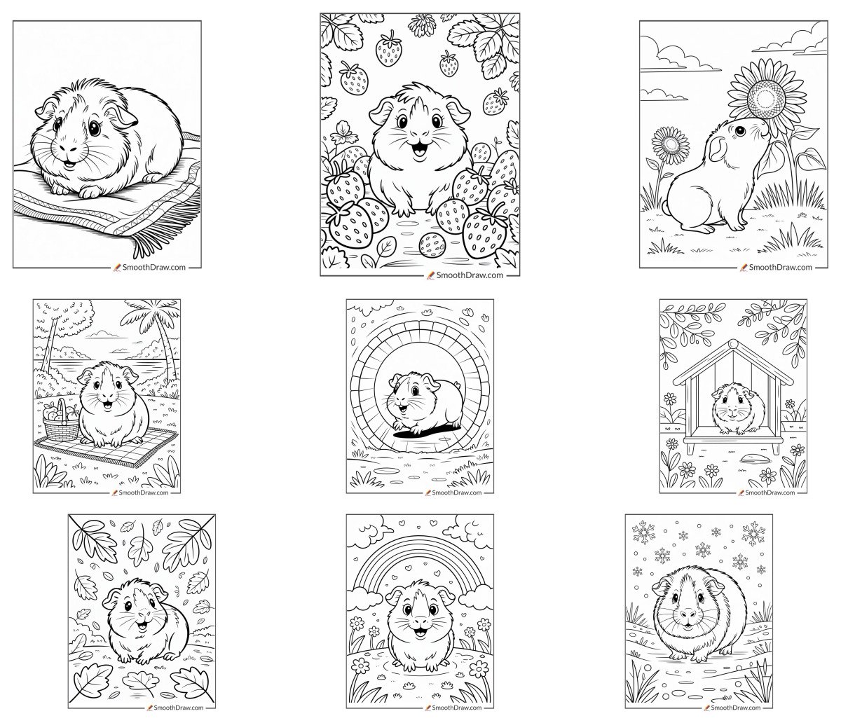 44 drawings — To color and print