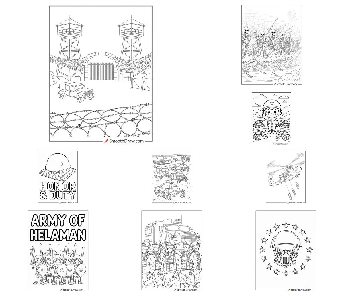 52 drawings — To color and print
