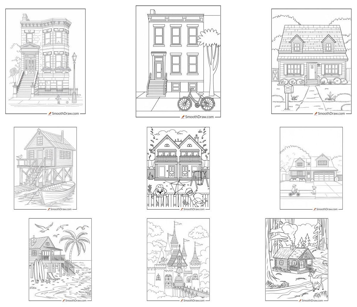 35 drawings — To color and print