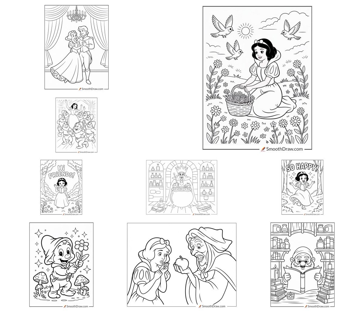 43 drawings — To color and print