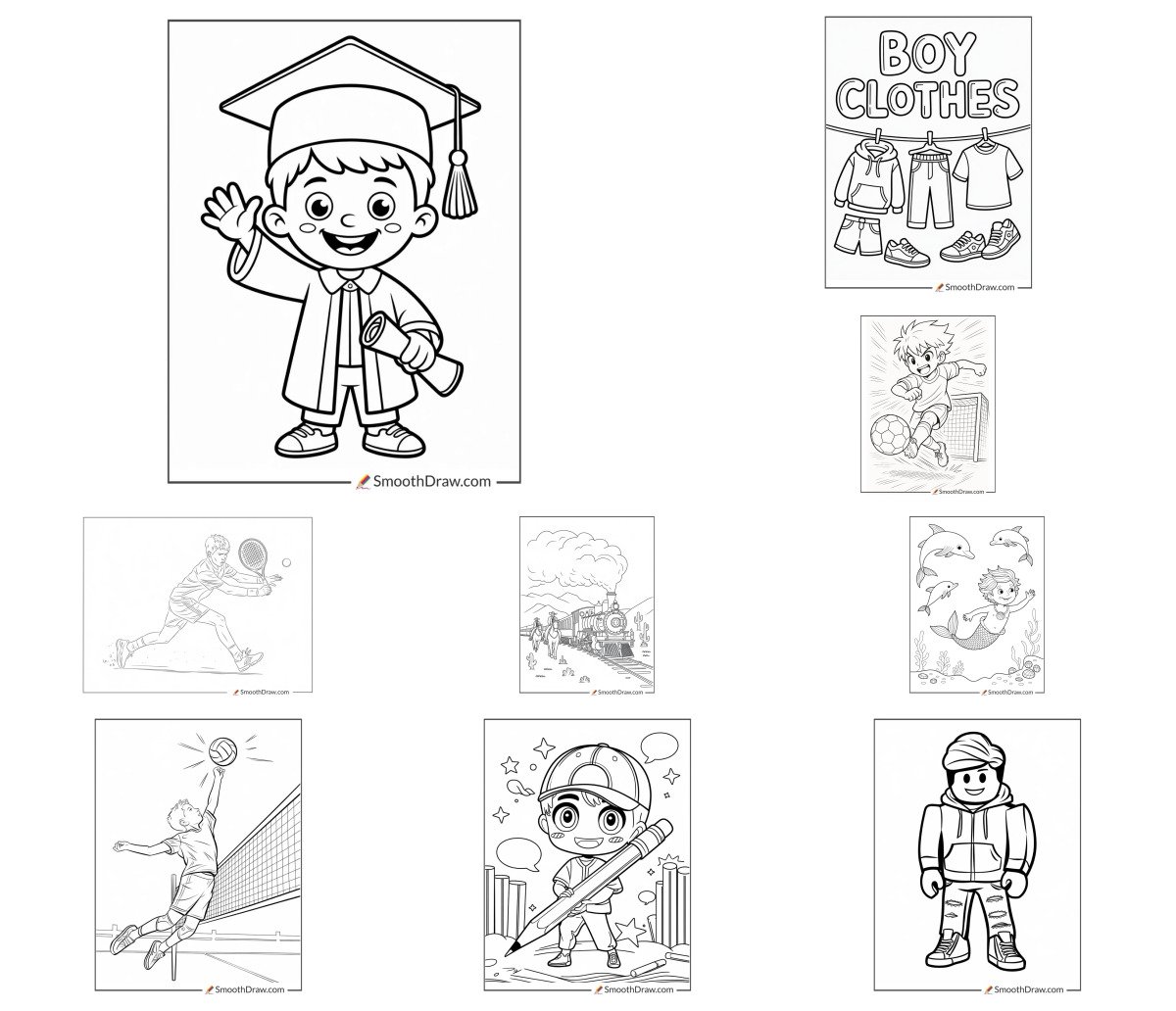 73 drawings — To color and print